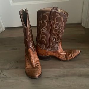 Mens Tony Lama El Rey Collection Brown Ostrich Boots